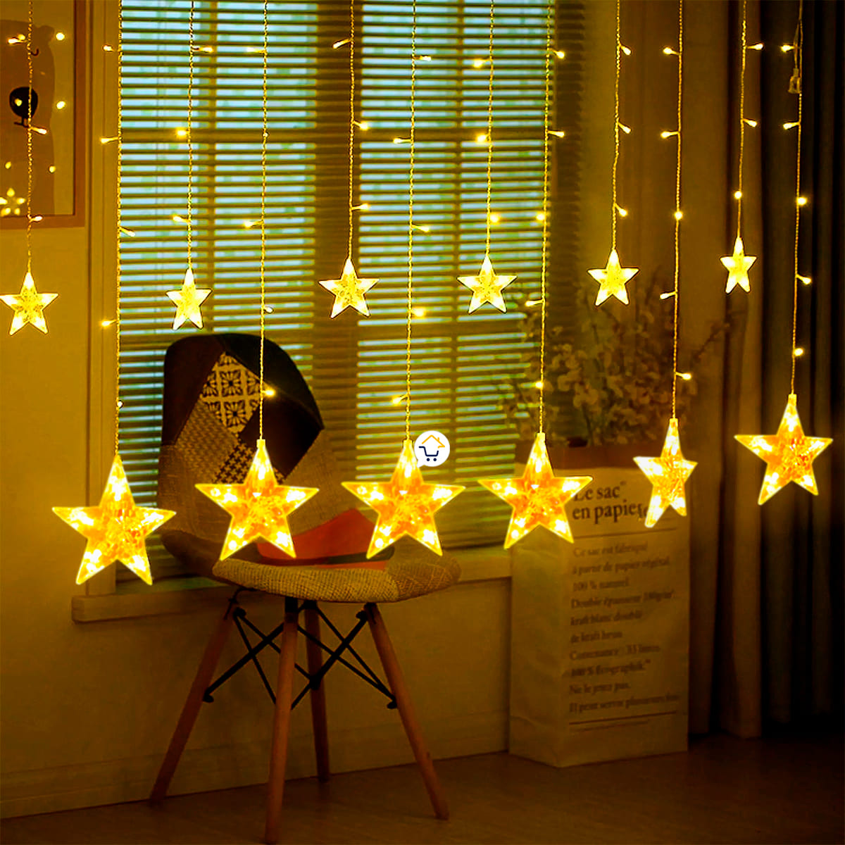 Luces Led Estrella X272 LED Cortina Luces 6m Navidad Cálida H1801TCCA
